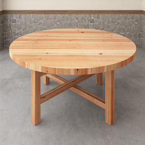 实木圆餐桌椅商用 1.6米纯杉木面板吃饭木桌子饭店酒店折叠圆桌子