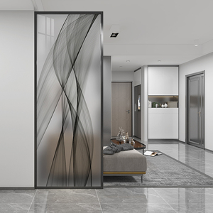 玻璃屏风隔断墙客厅磨砂钢化