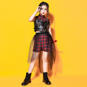 少儿潮流爵士舞t台模特走秀服套装女童潮衣女孩时尚舞蹈演出服