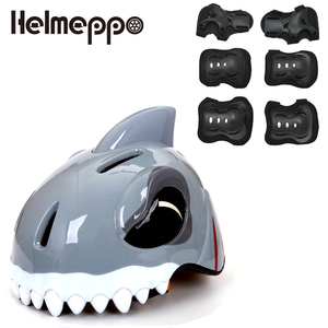 儿童卡通鲨鱼动物头盔加厚轮滑护具套装自行车滑板溜冰骑行安全帽