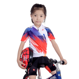 LB儿童骑行服夏季女童自行车轮滑服平衡车赛车服短袖套装短上衣裤