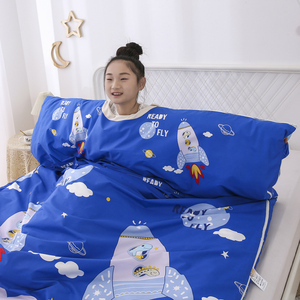 宇宙飞船 全棉小中大童通用防踢被睡袋 上下分层内胆可脱 送枕头