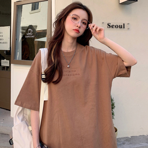 港风潮牌短袖t恤女2021宽松韩版潮ins原宿风chic港味韩风半袖上衣