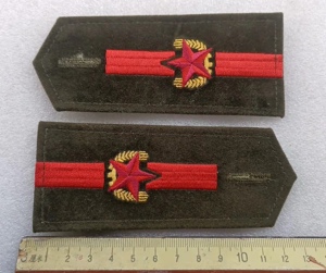 老的绒面刺绣退役民兵软肩章一对4号3522厂2003
