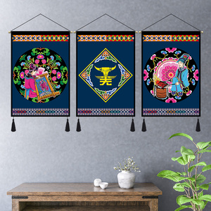 羌族民族风名族布艺挂画学校校园布置挂布民宿饭店墙面装饰画挂毯