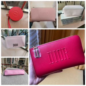 新款专柜赠品dior/迪奥红色圆形化妆包 精美小巧随身包