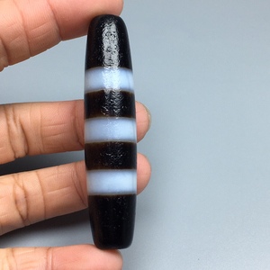 藏传高油包浆缠丝玛瑙药师三线黑白老天珠男女款横穿锁骨项链挂件