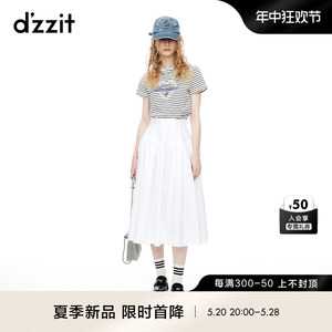 dzzit地素短袖T恤2024夏季新款复古植绒印花工艺上衣女