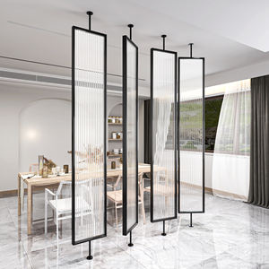 北欧轻奢铁艺旋转网红屏风长虹玻璃隔断客厅餐厅卧室装饰玄关入户