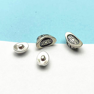 925纯银素银小元宝银锭子diy手工宝宝手链脚链编织做旧小银饰配件