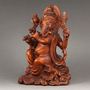 民间v收藏老民间收藏小叶黄杨木雕刻象头神摆件