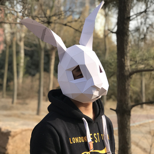 创意手工diy可爱小兔子邦尼套面具女全脸圣诞节派对化妆舞会摄影