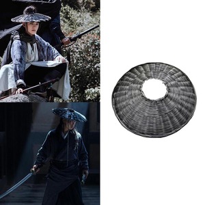 影视古装黑色大侠帽有顶竹帽古装侠客拍戏道具渔夫帽汉服配饰斗笠