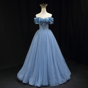 韩版显瘦一字肩公主礼服气质成年艺考毕业舞会演出服年会仙女裙