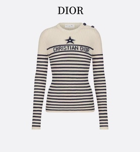 dior/迪奥 22秋冬新款条纹五角星字母logo羊毛针织衫长袖毛衣女装