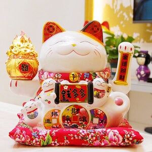 打麻将招财猫摇手件开业自动小号店铺收银台家居客厅会所装饰礼品