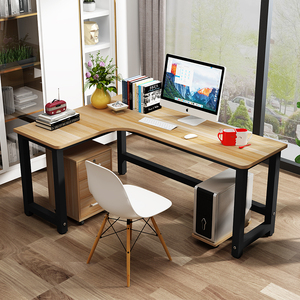 简易钢木台式转角桌写字桌墙角拐角办公桌l型书桌转角电脑桌简约