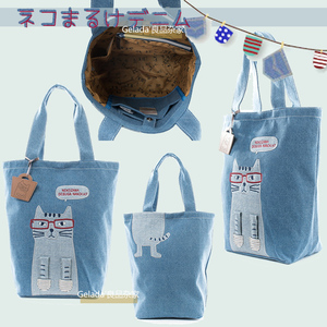 大手提单肩包合集 出口日本猫咪刺绣女士学生布艺包袋可放A4电脑