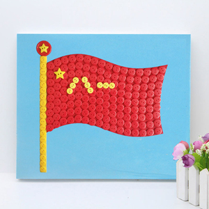 儿童手工作品八一建军节diy材料包老年人动手能力制作粘贴纽扣画