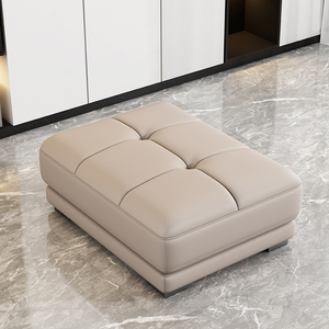 北欧布艺脚踏单个沙发现代简约风格组合小户型客厅纳帕皮换鞋凳子