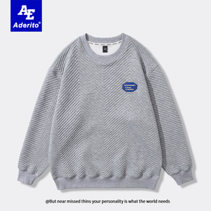 ae韩国潮牌2022纯色圆领卫衣女太空棉情侣装学院风外套春款百搭款