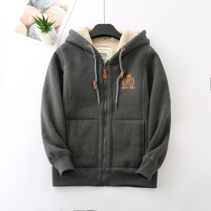 加绒卫衣连帽开衫秋冬羊羔绒 宽松bf韩版加厚ulzzang冬季外套大码