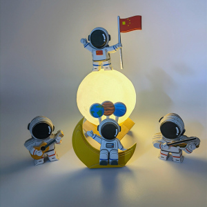 3d拼图太空人儿童手工纸质玩具月亮摆件宇航员立体拼装模型小益智
