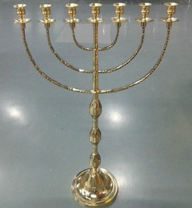 金灯台 出口以色列七灯台 超大号七孔烛台 可插真蜡烛 纯铜铸造