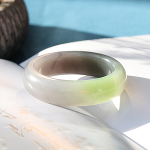 hehemeiyu新疆和田玉青海烟紫晴水翠青三色手镯女款正装玉石镯子