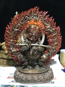 红棒二臂玛哈嘎拉纯铜佛像大黑天护法神萨迦派大财神紫铜高36公分