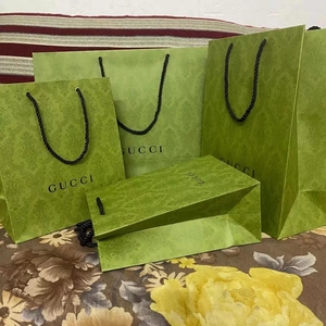 古驰gucci纸袋专柜袋子高档绿色购物袋 礼品袋手提口红衣服袋古奇