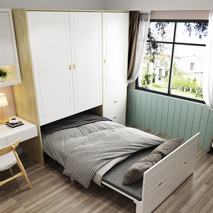 衣柜床一体多功能组合折叠隐形床小户型卧室省空间推拉门木衣橱