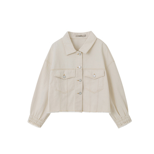 cu ch春秋女休闲宽松简约时尚浅色短款纯棉牛仔外套衣服cb217333e