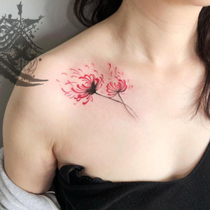 彼岸花纹身贴防水女 持久性感网红仿真锁骨曼珠沙华地狱少女