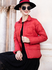 卡米兰2024秋冬新款高端时尚小个子红色修身轻薄短款羽绒服外套女