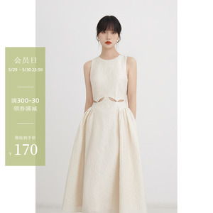 法丝璐新中式连衣裙女夏设计感小众气质高级感无袖法式白色礼服裙