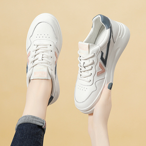 品牌真皮小白鞋女2022新款春秋老爹鞋平底厚底运动休闲板鞋阿甘鞋