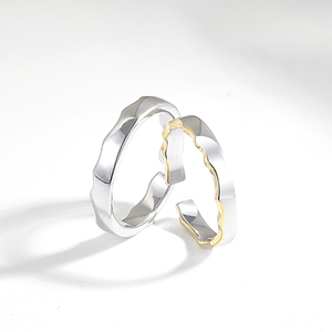 【清仓价】情侣对戒纯银鎏金设计男女开口可调节一对520礼物戒指