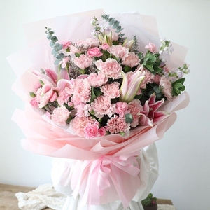 送妈妈母亲节生日鲜花速递成都市崇州金堂县同城配送粉康乃馨花束