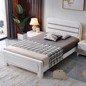 单人床1.2米小户型1.5m宽白色一米二儿童现代简约家用北欧实木床