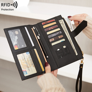 新款RFID防磁护照包拉链搭扣证件包护照夹多功能长款女士钱包卡包