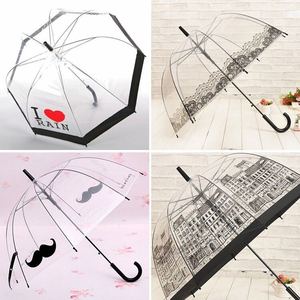 韩版小清新超拱形阿波罗透明伞雨伞半自动创意弯钩直杆长柄公主伞