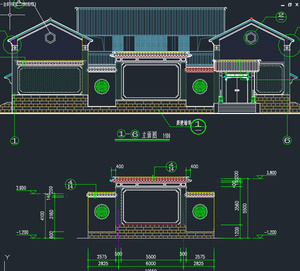 云南大理白族民居住宅四合院一颗印三坊一照壁墙建筑cad施工图纸