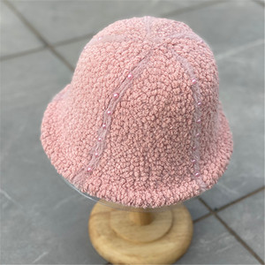 韩版圆脸戴的帽子加厚秋冬混纺盆帽柳钉女日系羊绒卷边短檐渔夫帽