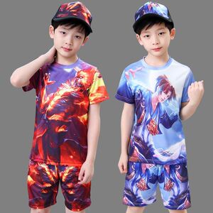 儿童套装王者荣耀衣服裤子送帽子三件套小学生至尊宝短袖夏装男童