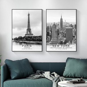 欧式黑白摄影风景客厅装饰画现代城市建筑沙发墙画纽约工业风挂画