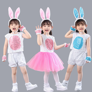 六一兔子演出服男女儿童动物服幼儿园舞台舞蹈服纱裙兔子表演服装