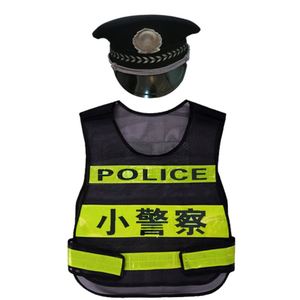 儿童角色扮演警察服消防员反光衣服套装幼儿警官服小交警演出服男