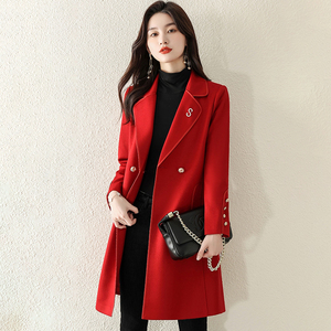 风衣外套女士2022年新款流行春秋款红色大衣爆款高级感小个子气质