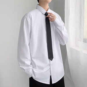 领带白色衬衫长袖男生dk制服上衣ins潮流百搭日系休闲白衬衣正装